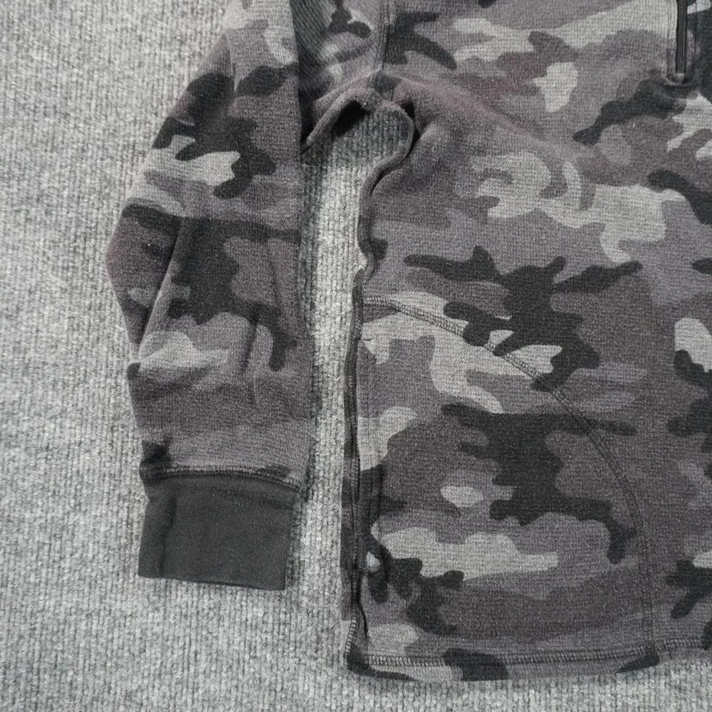 Polo Ralph Lauren Hoodie Mens S Grey Camo Quarter Zip Thermal Waffle Knit Cotton